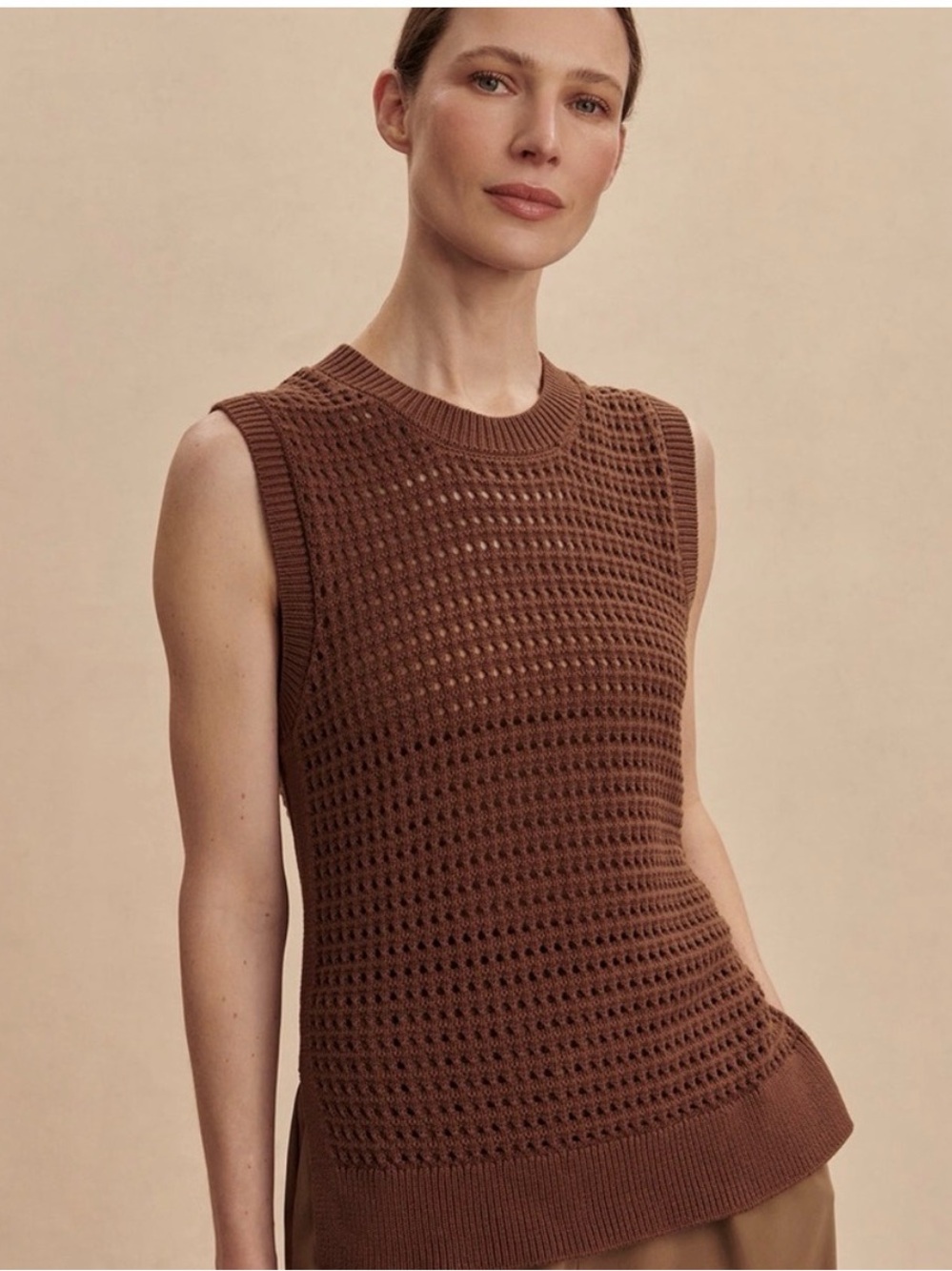 Varley Brown Sleeveless Knit Top , NEW with TAGS
